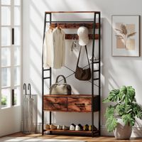 Organisateur de couloir 6 en 1 style industriel - Marron/Noir