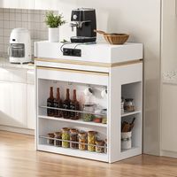 Isla de cocina con mesa extensible - 83-146,5x46x96 cm - Mueble de bar con enchufes eléctricos y espacio de almacenamiento - Blanco