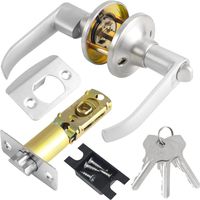 Door Handle Lock with Keys, Satin Nickel Door Handle Lock, Door Lock for Interior, Bedroom Door Lock, Privacy Knob Locking Device, Security Door Locks for Entrance/Exit Access