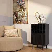 Minibar salon bois noir 1 porte 1 casier CORTINA