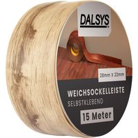 Dalsys Weichsockelleiste selbstklebend Klebeleiste, Abschlussleiste für Fugen in Wohnbereich, Küche, Bad, aus PVC Kunststoff - Gebleichte Eiche 15m