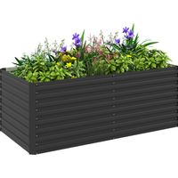 Outsunny – Jardinière surélevée 160 x 80 x 60 cm – Acier galvanisé anti-rouille – Fond ouvert pour racines – Potager extérieur gris foncé