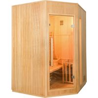Sauna Vapeur ZEN Angulaire - 3/4 personas - Francia Sauna - 150 x 150 x 200 cm - Madera de abeto - Pack completo 4,5 kW