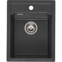 Reginox Einbauspüle mit Frontblende Amsterdam 34- robustes Spülbecken aus Granit, black silvery