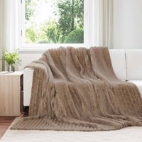 vidaXL Jeté Camel 240 x 220 cm Toison