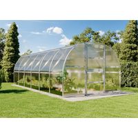 Terrando Gewächshaus Estragon 3x6m Gewächshaus aus Metall in Silber, Anzuchthaus mit 4 mm Wandstärke Treibhaus