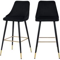 Lot de 2 chaises de bar 78 cm en velours noir - Aristote