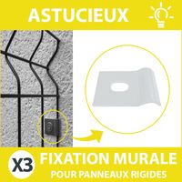 Fixation Murale Blanche Panneau Grillage Rigide - Lot de 3