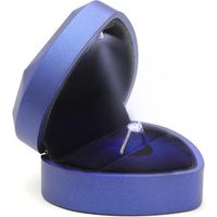 Boîte à bague en velours avec lumière LED, boîte à bague de luxe en forme de cœur, présentoir et écrin pour bague de fiançailles, demande en mariage ou mariage (bleu)