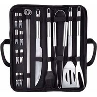 royaluxe - Ensemble d'outils de gril de 18 pièces, ensemble d'outils de couverts de gril de barbecue Ensemble de gril, spatule de gril, brosse de gril, brochettes de gril, fourchette à viande