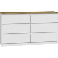 Kommode mit 6 Schubladen 120 weiß matt Lancelot-Platte Sideboard Bella