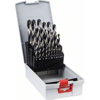 Bosch – Foret à métaux HSS – Set de 25 diamètres de 1 à 13mm – Pointe auto-centreuse 135° – Évacuation rapide des copeaux – 2608577352