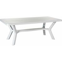 Table de jardin rectangulaire en résine blanche 200x95x73H cm – 6 places – Résistante aux intempéries – Pour terrasses et jardins – Salmar