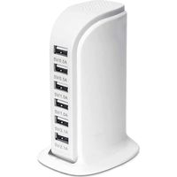 Osqi – Station de charge USB 30W – Hub chargeur multiport 6 ports avec Smart Detect – Compatible iPhone, Galaxy, tablettes et autres appareils