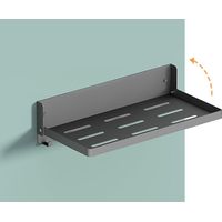 Petite étagère pliante en métal avec crochets, étagère murale pliable, 6 crochets, étagère flottante rabattable pour garage, noir (11,8", lot de 1)