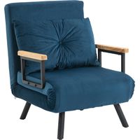 Canapé cama pliable 4 en 1 convertible respaldo réglable 5 niveaux avec coussin 63x73x81 cm bleu