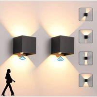 AMXCNOY 2 pièces applique murale LED avec détecteur de mouvement, 12 W, étanche IP65 pour extérieur, lumière blanc chaud, finition noir