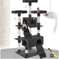 Arbre à chat griffoir escalade 170 cm avec maisons et plateformes noir