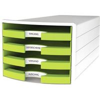Schubladenbox IMPULS 4 Schubladen DIN A4 DIN C4 Polystyrol Gehäusefarbe: weiß Farbe der Schublade: Trend Colour lemon
