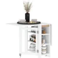 Tavolo Pieghevole Pranzo con 2 Ribalte e Ripiani Espandibile per 4 Persone, 120x60x75 cm, Bianco