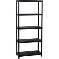 Étagère d'intérieur à 5 étagères noire 80x40x180 cm capacité 50 kg par étagère avec kit de montage mural inclus et certification TÜV