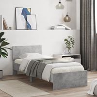 Cama con cabecero madera de ingeniería gris hormigón 90x200 cm vidaXL