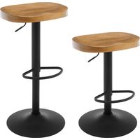 WOLTU Breakfast Bar Stools Set of 2 Bar Chairs for Kitchen Counter Height Adjustable, Solid Wood, Dark Wood Colour