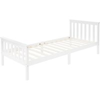 ML-Design Letto Singolo in Legno di Pino Massiccio 90 x 200 Colore Bianco, con Telaio Rete a Doghe Testiera e Pediera, Lettino per Bambini, Giroletto per Ragazzi e Adulti, Struttura Solida
