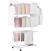Herzberg HG-8034WHT: Perchero móvil para ropa - Blanco