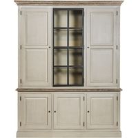 Hellin – Buffet vaisselier en bois 3 portes avec éclairage LED – Structure en bois d'acajou – Dimensions L 82 x P 48 x H 226 cm – Ambiance campagne chic