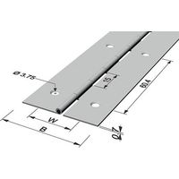 Stangenscharnier Scharnierbreite offen 32 mm Materialstärke 0,7 mm 600 mm Eisen vernickelt