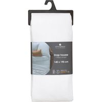 Sábana bajera de algodón - blanco - elástico H 30 cm - 140 x 190 cm - Atmosphera créateur d'intérieur