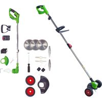 Venteo – Tondeuse coupe-bordure sans fil 8en1 – 1 batterie Li-Ion 1500mAh – 3 hauteurs et angles ajustables – Lames interchangeables pour coupe précise