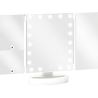 Espejo Maquillaje con Luz Aumento 1X/2X/3X Rotación Libre de 180° 21 Luces LED Interruptor Táctil Blanco
