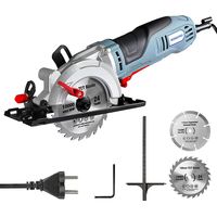 Workpro – Scie circulaire 750W – 4700 tr/min – Profondeur de coupe 45mm (90°), 28mm (45°) – 2 lames Ø120mm et Ø115mm – Rail de guidage pour coupes précises