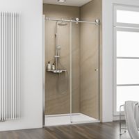 Porte de douche coulissante, verre 8 mm anticalaire, profilé aspect chromé, MasterClass, Schulte, 120 x 200 cm
