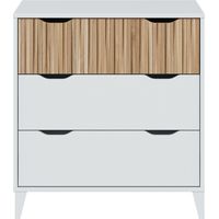Angebot Kommode, 3 Schubladen, Weiß + Naturfarbenes Nachttischset