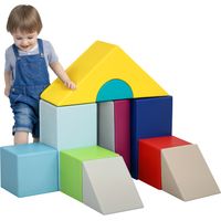 Parcours de motricité bébé 11PCS, multicolore, module motricité bébé en mousse avec housse en polyuréthane et remplissage en EPE