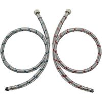 2 Pièces Raccordement de Flexible Robinet G3/8 x M10 60cm, Tuyau Flexible de Connecteur de Robinet en Acier Inoxydable Tuyau de Raccordement Flexible pour Cuisine Douchette Evier (Rouge et Ble