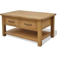 Vidaxl – Table basse fixe en chêne massif 88x53x45 cm – Grand tiroir de rangement – Bords nets – Style rustique