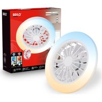 Briloner Ventilateur de plafond avec télécommande Ø38cm rond 24W 2600lm 3000K-6500K blanc chaud à blanc lumière du jour moteur DC blanc - Plafonnier chambre salon couloir