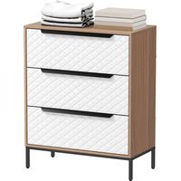 Comoda 3 cajones tela frentes patrón diamante Rober Natural Blanco Oficina Salón