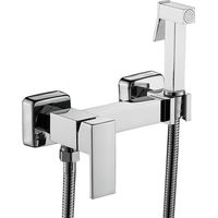 Inodoro bidé con ducha, conjunto de ducha mural, kit de ducha bidé de cobre con agua fría y caliente, color plata-Crezuo