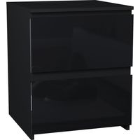 Glinton 1 Drawer Bedside Table High Gloss Cabinet Chest Nightstand Bedroom Furniture, 100% FSC, Black