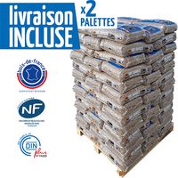 Woodstock – Granulés de bois premium – Lot de 2 palettes de 66 sacs de 15 kg – 100% naturel – Certifiés Dinplus et NF – Pouvoir calorifique 5 kWh.kg-1