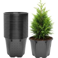 Garronda x20 Pots de Pépinière Ronds en Plastique Ø25 x 20 cm (7,5L) - Pot Semis Robuste avec Drainage Repiquage Pot de Fleur Exterieur Grande Taille et Culture de Conifères Serre Jardin GD-0205 Noir