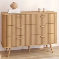 Commode 6 tiroirs ROMIE 110 cm effet lattes
