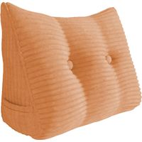 VERCART Großes Bettruhe Keilkissen, Lang Lesekissen, Dekoratives Kopfteilkissen, Dreieckiges Rückenkissen, Loungekissen für Tagesbett oder Couch, Kordsamt Orange 60cm