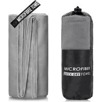 Microfiber Travel Towels Fast Drying Towel for Camping Beach Gym Backpacking-80x130cm-Light grey
