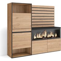 Skraut Home - Sideboard, Kommode, Aufbewahrungsschrank, 167x145x35 cm, Für Schlafzimmer, Zimmer, Elektrokamin XXL, Schuhschrank, Moderner Stil, Eiche